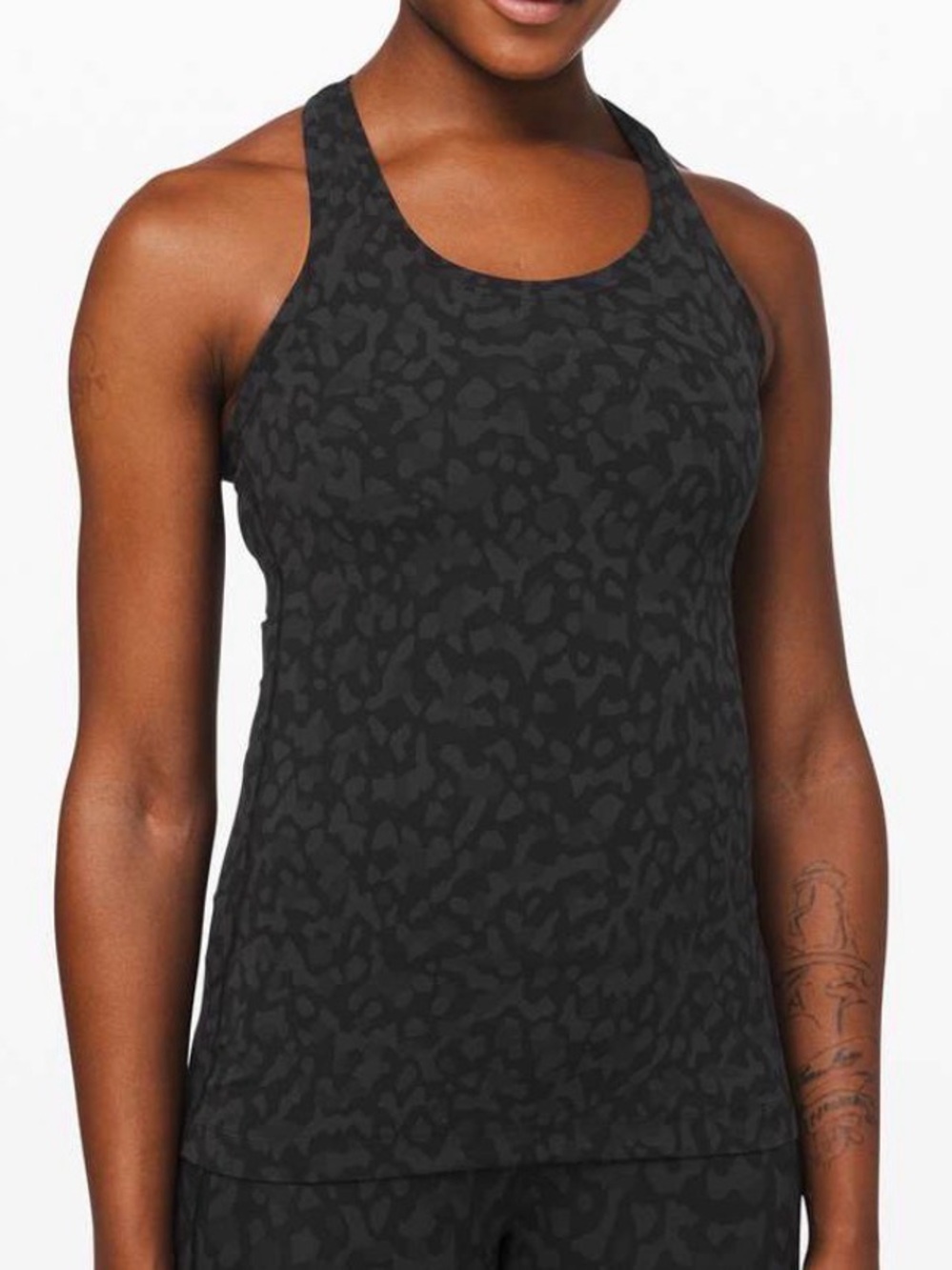lululemon athletica Black Tonal Leopard Racerback Tank